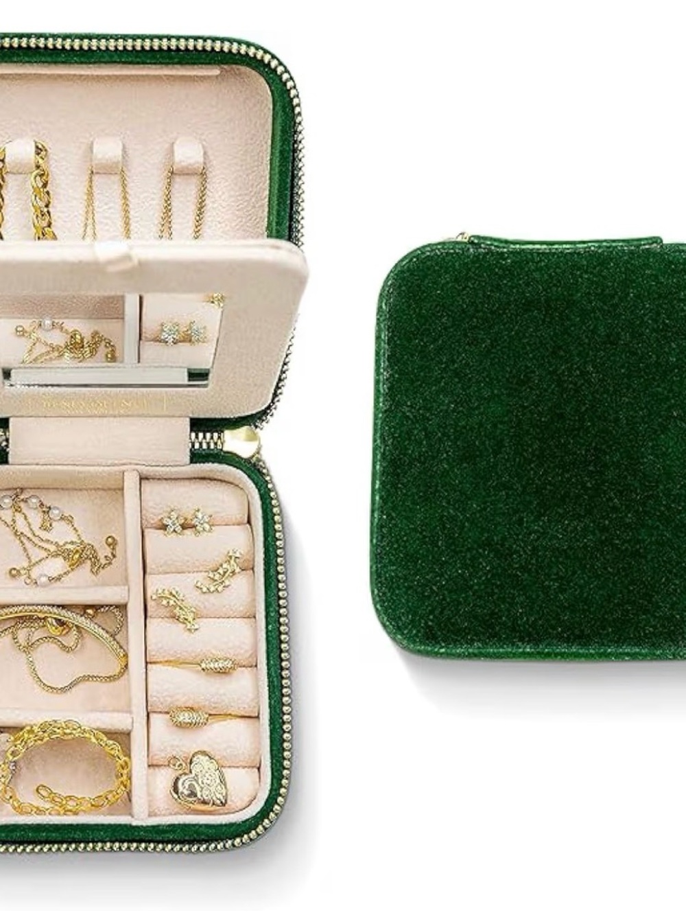 Velvet Green Travel Jewelry Case